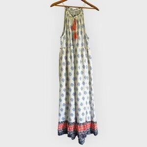 Hayden Los Angeles Sleeveless Maxi Dress Large Boho Halter Floral Festival